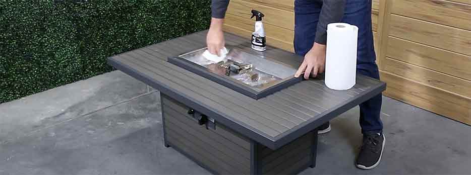 cleaning a gas fire pit table